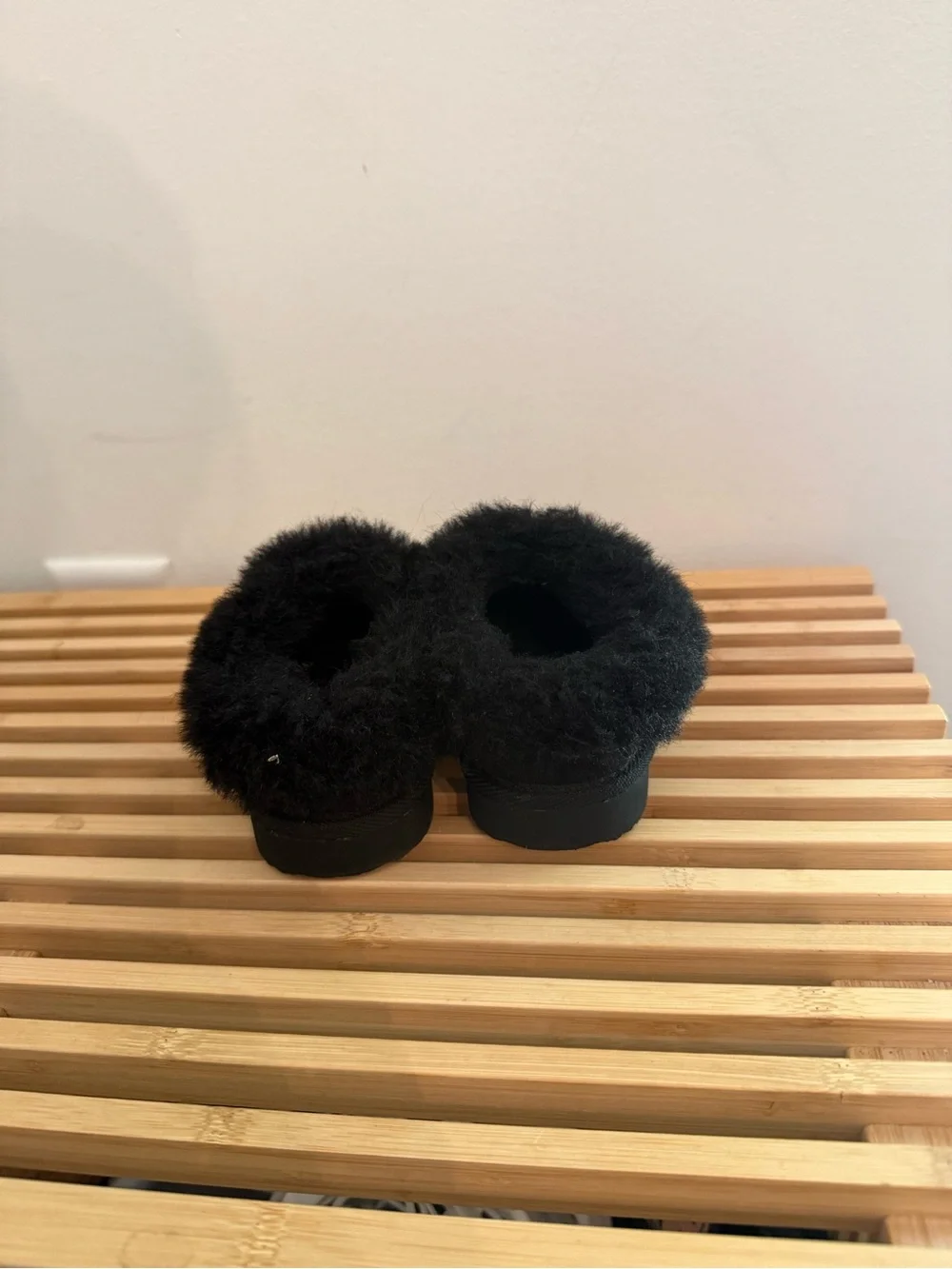 Cat & Jack Black Fuzzy Slip-On Kids Slippers
